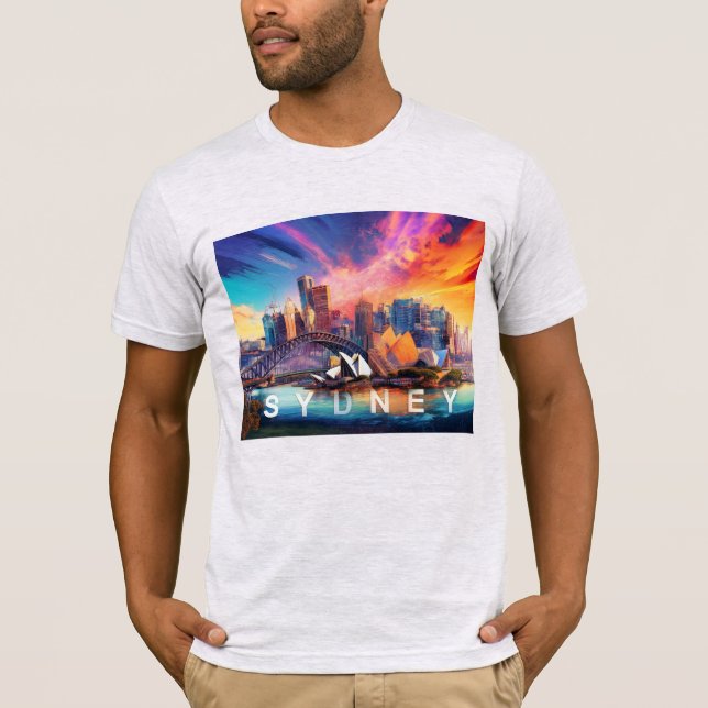 Camiseta Sydney Skyline Grafite Art (Frente)