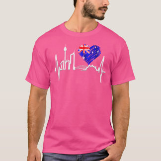 Camiseta Sydney Skyline Heartbeat Austrália Flag Lover Oper
