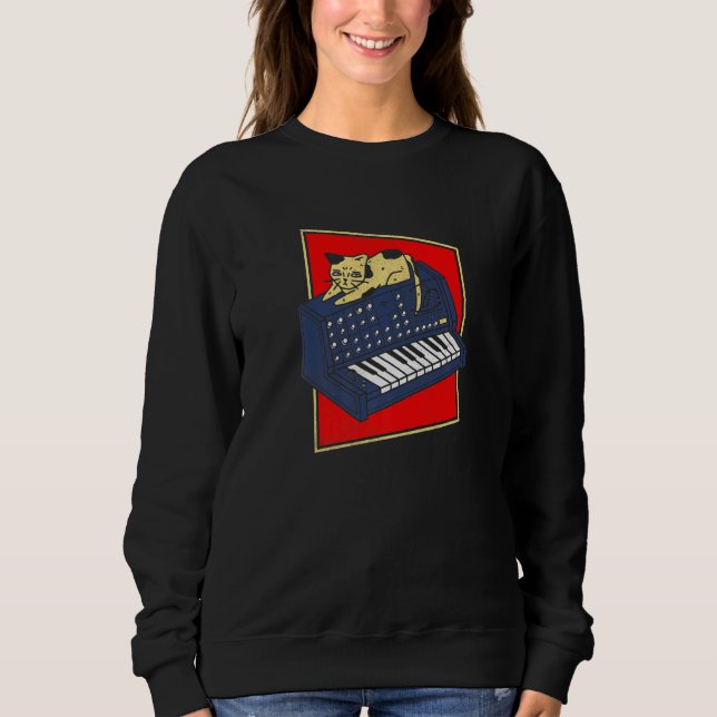 Camiseta Synthesizer Cat Analog Synth Producer Nerd Modular (Frente)