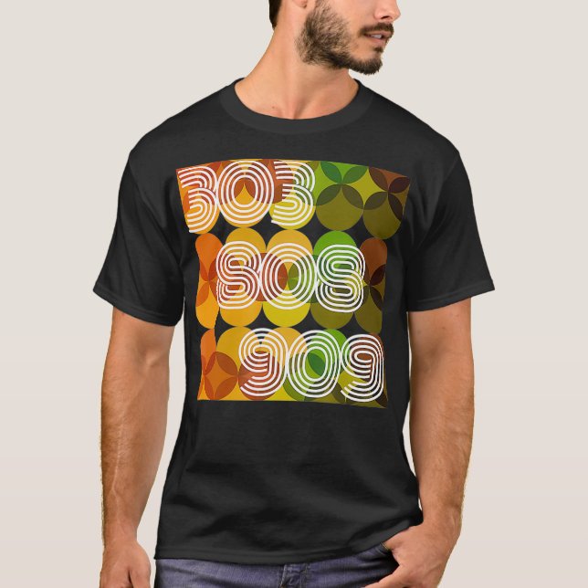 Camiseta Synthesizer impressão 303 808 909 para todos os ve (Frente)
