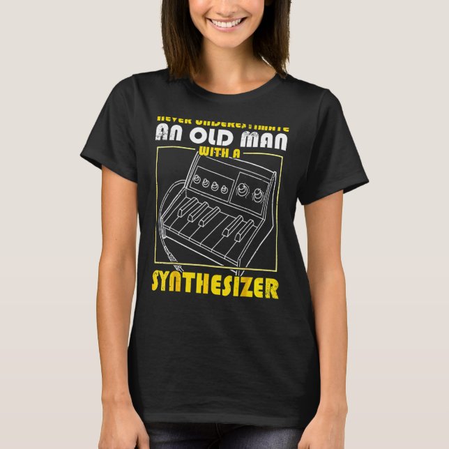 Camiseta Synthesizer Synth - Músicos Eletrônicos do Teclado (Frente)