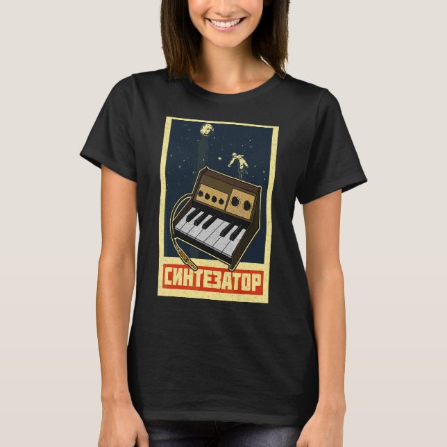 Camiseta Synthesizer Synth - Músicos Eletrônicos do Teclado (Frente)