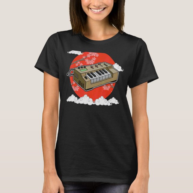Camiseta Synthesizer Synth - Músicos Eletrônicos do Teclado (Frente)