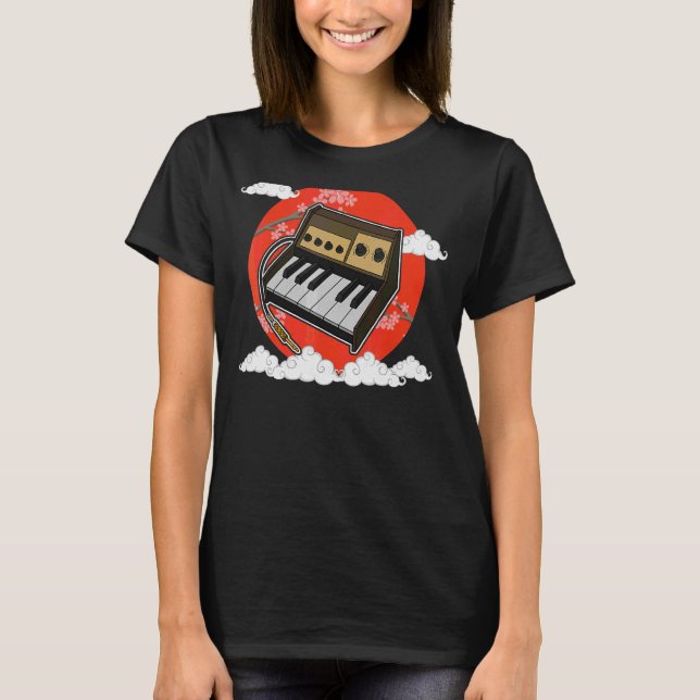 Camiseta Synthesizer Synth - Músicos Eletrônicos do Teclado (Frente)