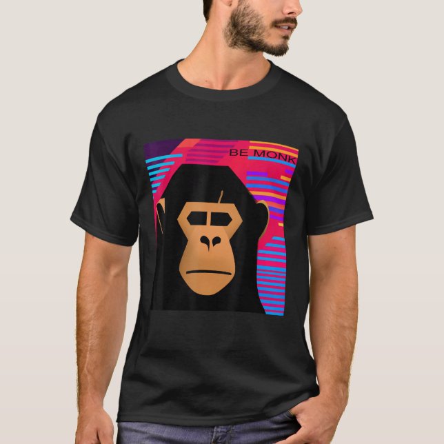 Camiseta Synthwave Be Monk, 80 s (Frente)