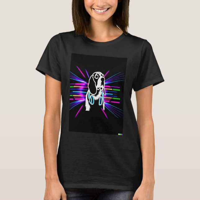 Camiseta Synthwave Beagle with headphones (Frente)