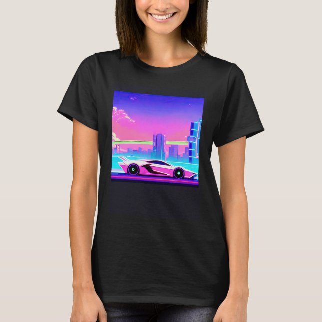 Camiseta Synthwave car outrun retrowave futuresynth sci fi  (Frente)