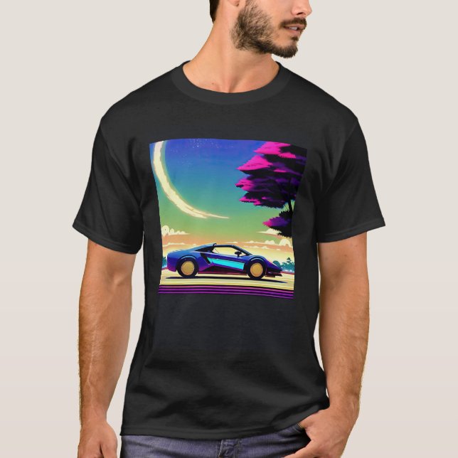 Camiseta Synthwave car outrun retrowave futuresynth sci fi  (Frente)