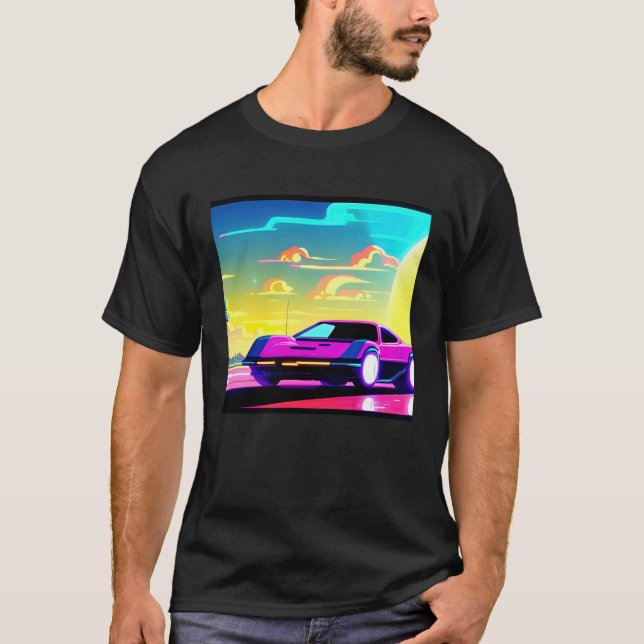 Camiseta Synthwave car outrun retrowave futuresynth sci fi  (Frente)