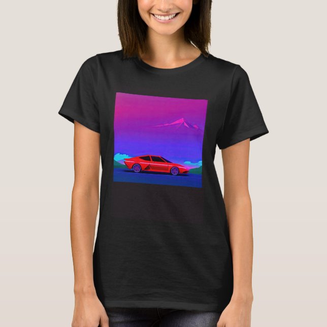 Camiseta Synthwave car outrun retrowave futuresynth sci fi  (Frente)