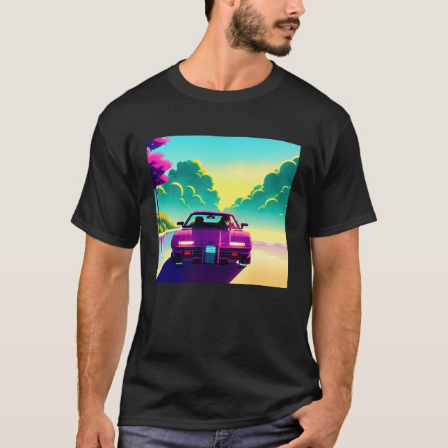 Camiseta Synthwave car outrun retrowave futuresynth sci fi  (Frente)