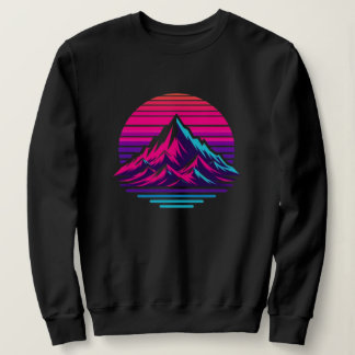 Camiseta Synthwave Mountain Sweatshirt – Retro Sunset Stree