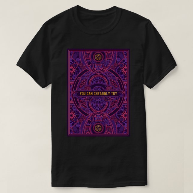 Camiseta Synthwave Você Pode Tentar Certamente O Disco D20 (Frente do Design)