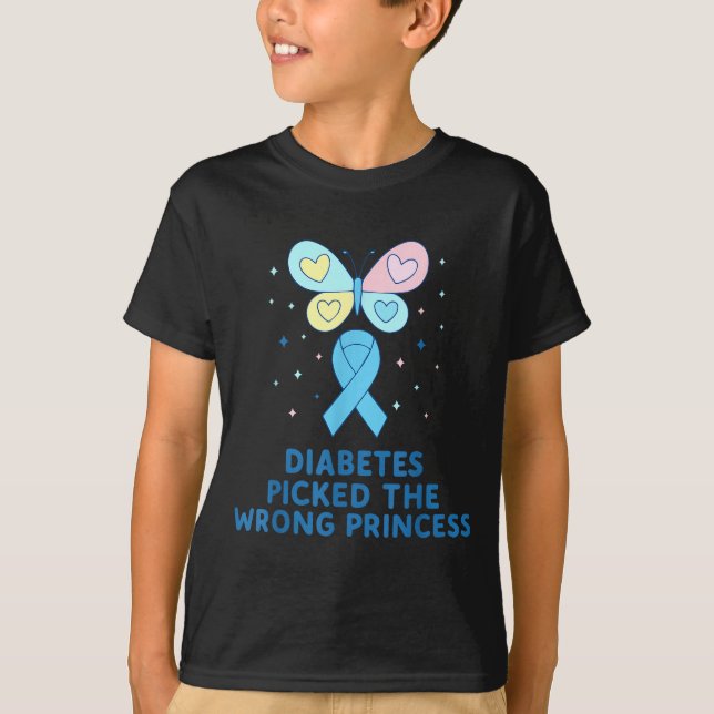 Camiseta T1d Diabetes Warrior Butterfly Princess Diabetes A (Frente)