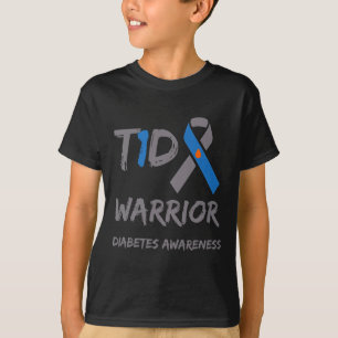 Camiseta T1d Guerreiro Tipo 1 Diabetes Consciência Azul Fit