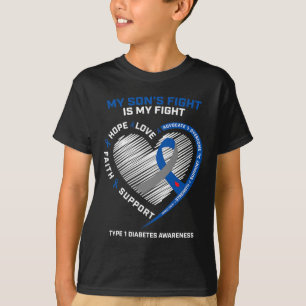 Camiseta T1D Mãe Pai A Luta do Meu Filho Contra a Diabetes