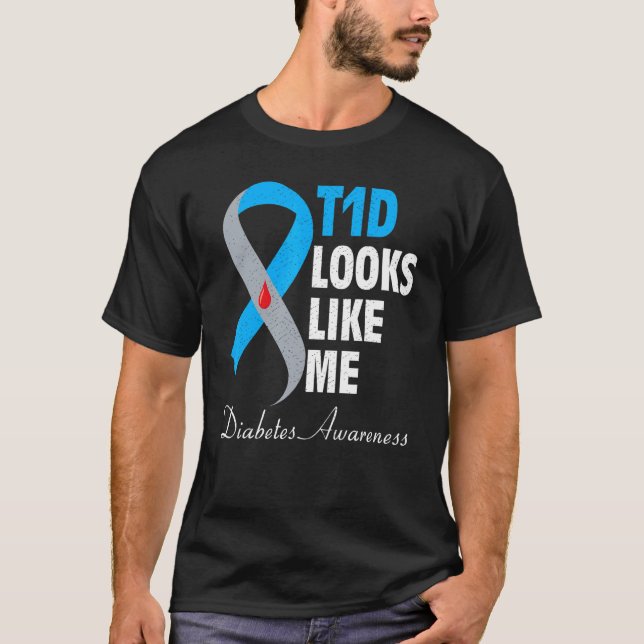 Camiseta T1d parece que eu apoio o guerreiro da diabetes (Frente)