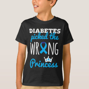 Camiseta T1d Sensibilização Princesa Meninas Diabéticas Fit