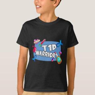 Camiseta T1d Suporte a Diabetes do Guerreiro Tipo 1 T1