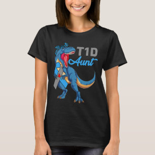 Camiseta T1d Tia Tipo 1 Sensibilização Mês da Diabetes Dino