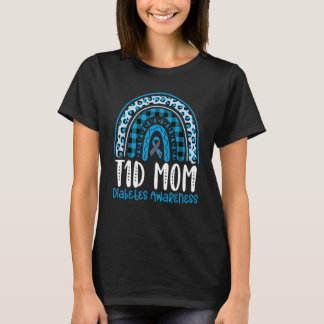 Camiseta T1D Tipo 1 Diabetes Mãe Arco-Íris Xadrez Leopardo 