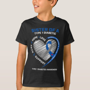 Camiseta T1d Tipo 1 Sensibilização Para A Diabetes Irmã De