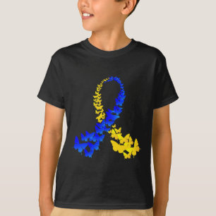 Camiseta T21 Sindroma Mundial de Borboleta para Baixo Dia d