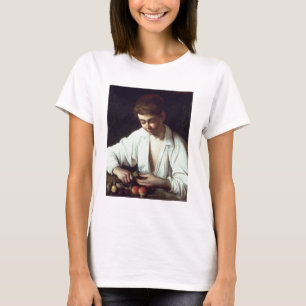 Camiseta T31971 um menino novo que descasca Apple