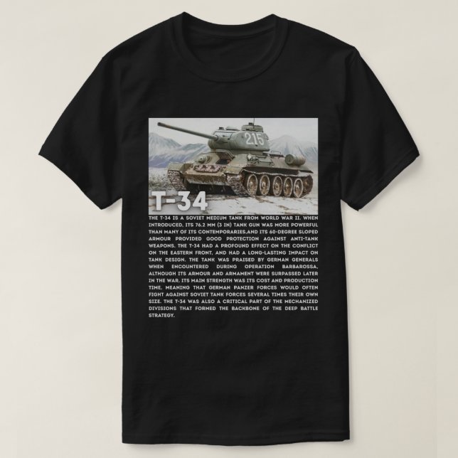 Camiseta T-34 Tanque médio soviético (Frente do Design)
