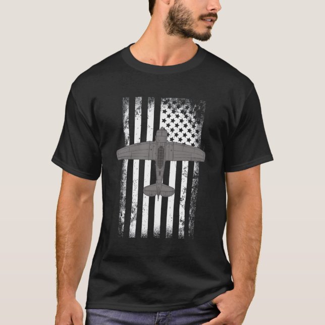 Camiseta T-6 Texan Wwii American Flag Plane (Frente)
