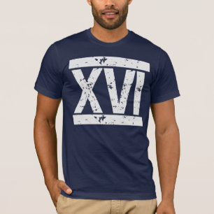 Camiseta T AFLIGIDO do aniversário dos NUMERAIS romanos 16