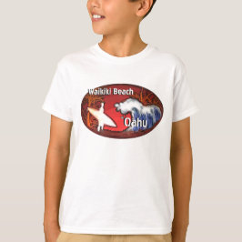 Camiseta T alaranjado do surfista dos meninos de Oahu Havaí