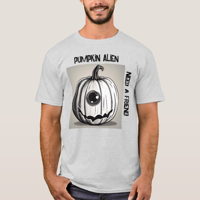 Camiseta T-Alienígena de Bompkin Spooky - Texto ed (Frente)