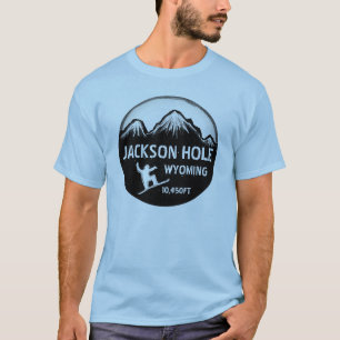 Camiseta T azul da arte do snowboard de Jackson Hole