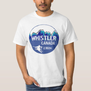 Camiseta T azul do valor da arte do esqui de Canadá do