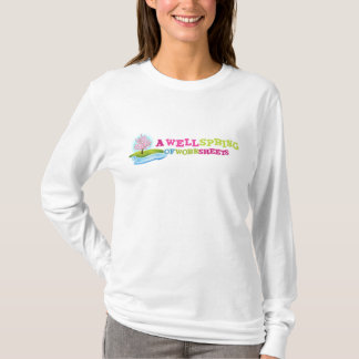Camiseta T branco da Capa longa das mulheres com logotipo