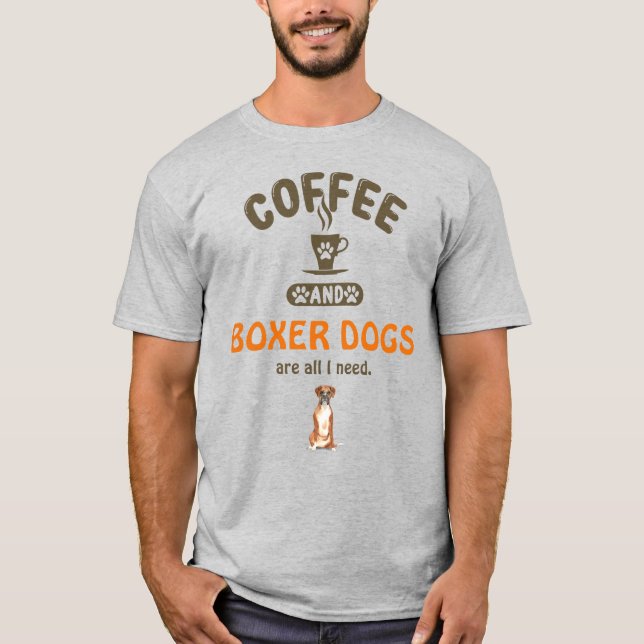 Camiseta T-Café e Cães-Boxer (Frente)