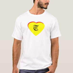 Camiseta "T" Casamento Vermelho Amarelo do Coração Convite