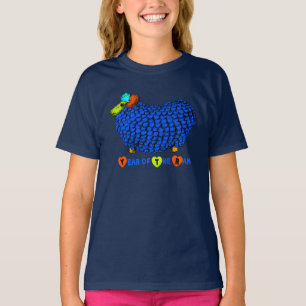 Camiseta T chinês da menina do zodíaco do ano da ram azul