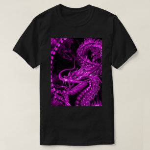 Camiseta T chinês roxo metálico do gráfico da arte do