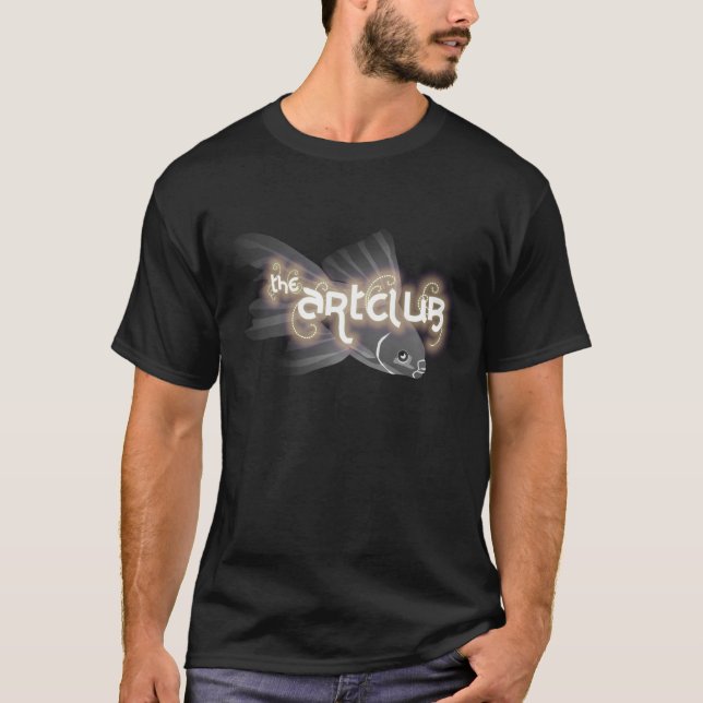 Camiseta T cinzento da obscuridade dos peixes (Frente)
