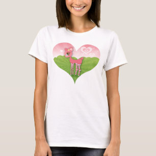 Camiseta T cor-de-rosa do coração de Deerie