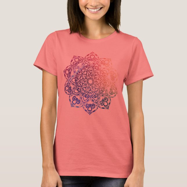Camiseta T coral da mandala (Frente)