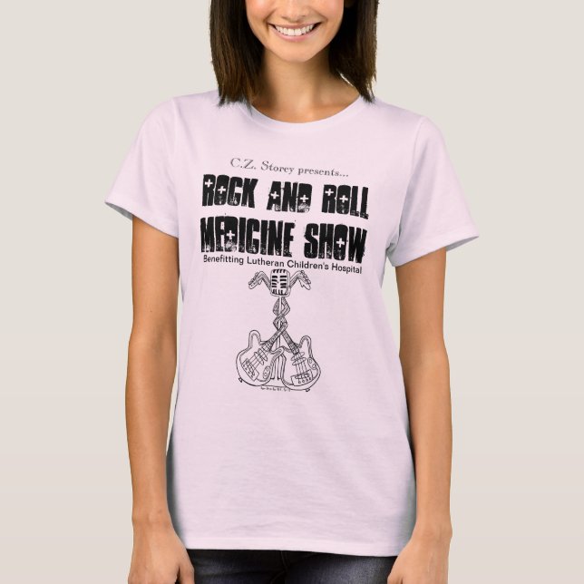 Camiseta T da boneca da mostra da medicina do rock and roll (Frente)