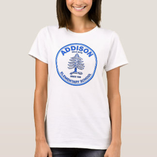 Camiseta T da boneca das mulheres, logotipo azul
