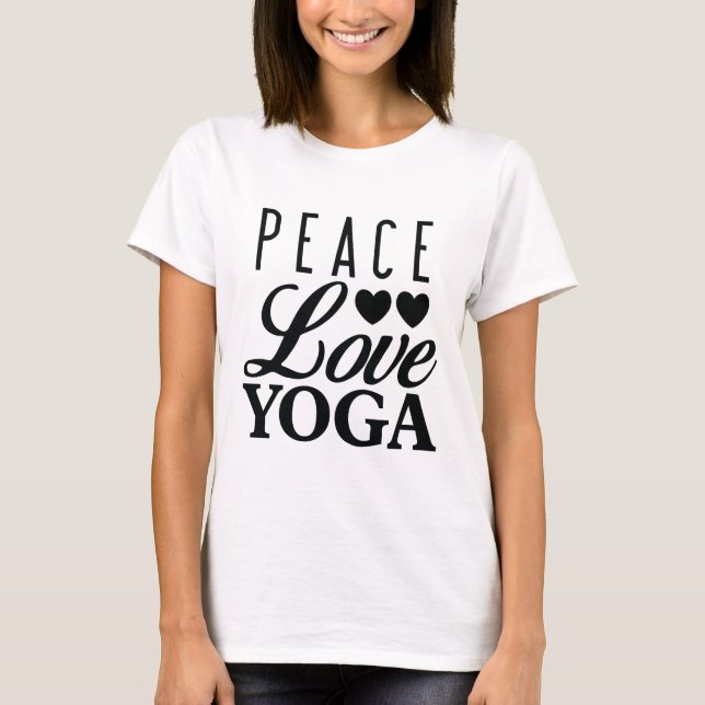 Camiseta T da ioga do amor da paz (Frente)