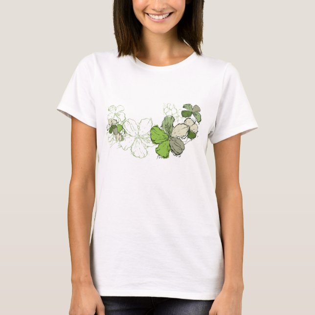 Camiseta T das senhoras do hibiscus do Doodle (Frente)