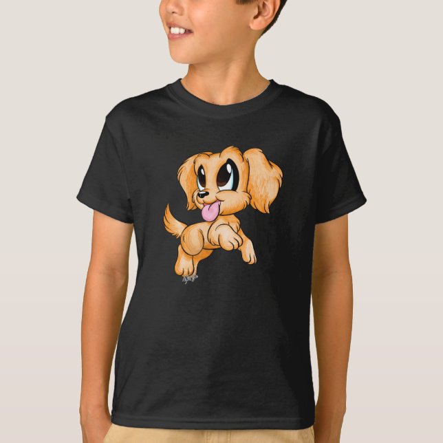 Camiseta T de futebol do miúdo tirado mão do cão do golden (Frente)