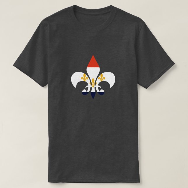 Camiseta T de Louisiana da bandeira de NOLA da flor de lis (Frente do Design)