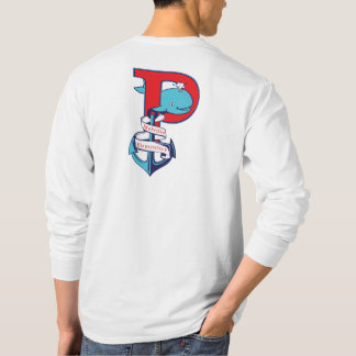 Camiseta T de manga longa com âncora de volta